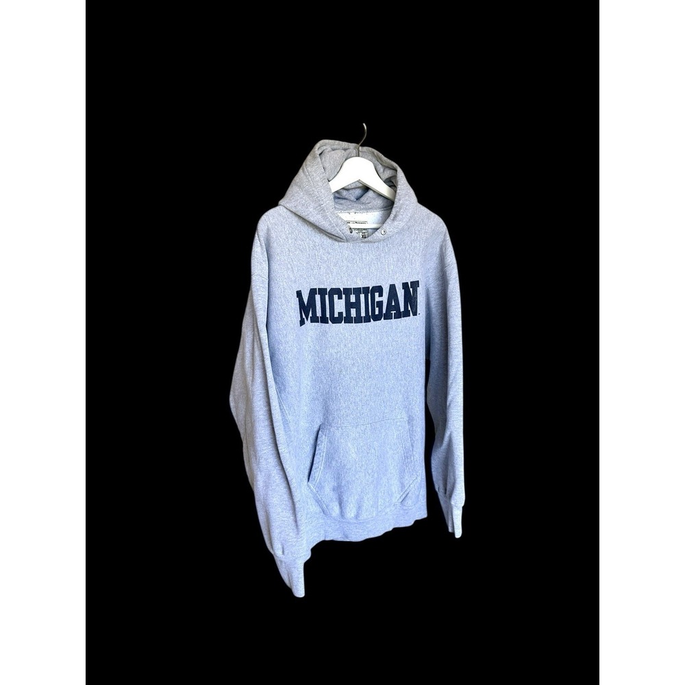 Vintage Y2K University Of Michigan Reverse Weave Style Hoodie Men's XL Distress